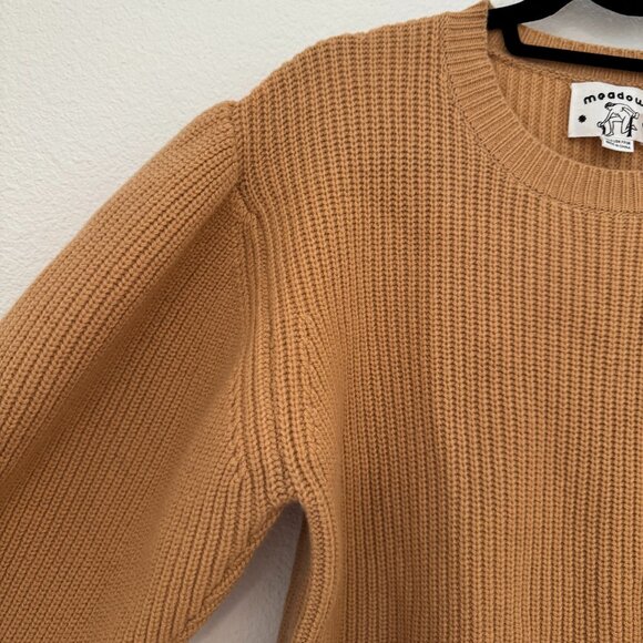 Meadows Camel Wool Fisherman Knit Sweater | 100% RWS Wool | US Size 6 | UK -10 - Picture 3 of 5